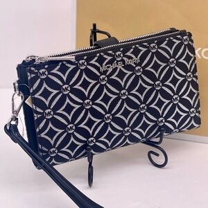Michael Kors Double-Zip Wristlet-Wallet-PhoneHolder Black Multi